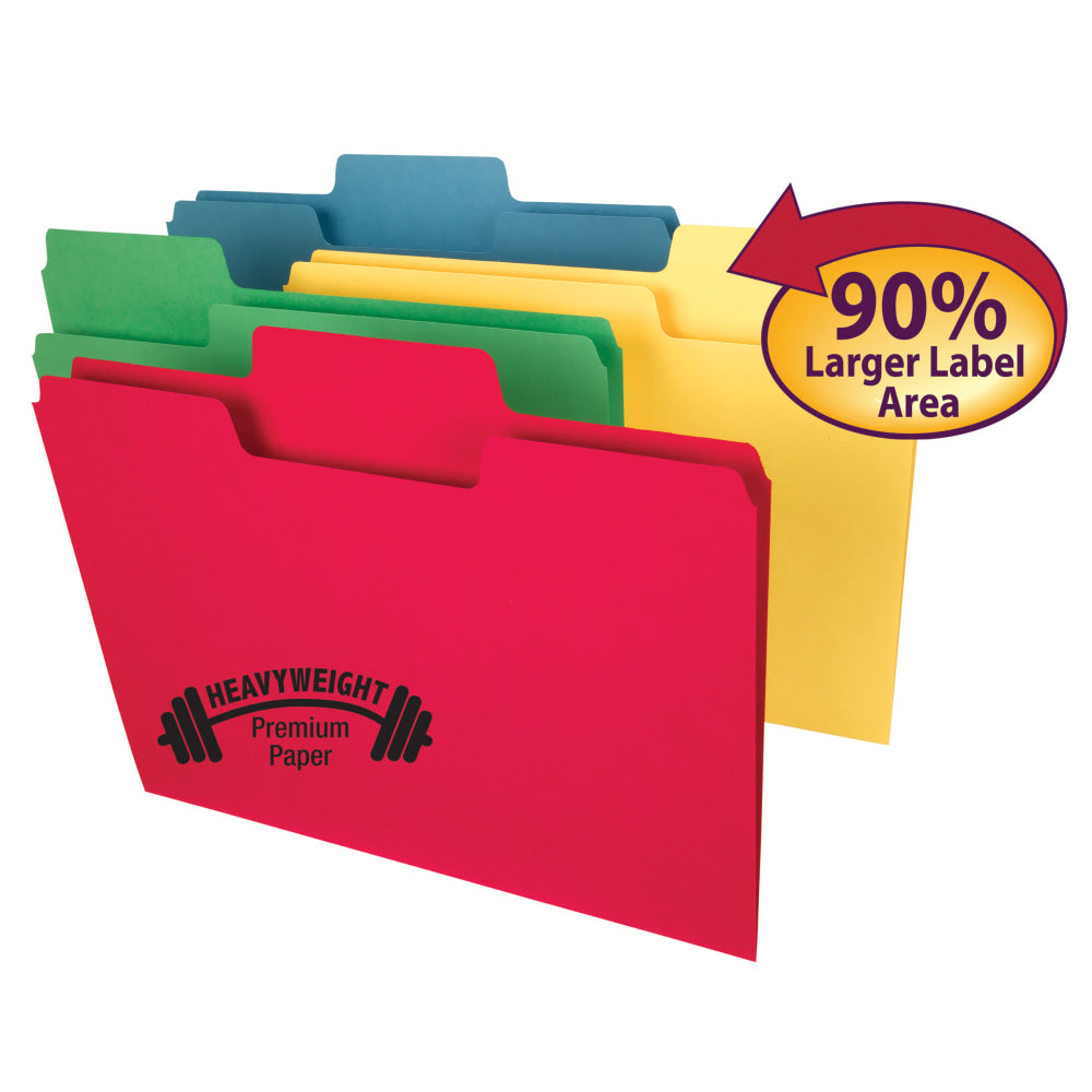 Smead SuperTab Heavyweight File Folders, Letter Size, Assorted Colors, Box Of 50