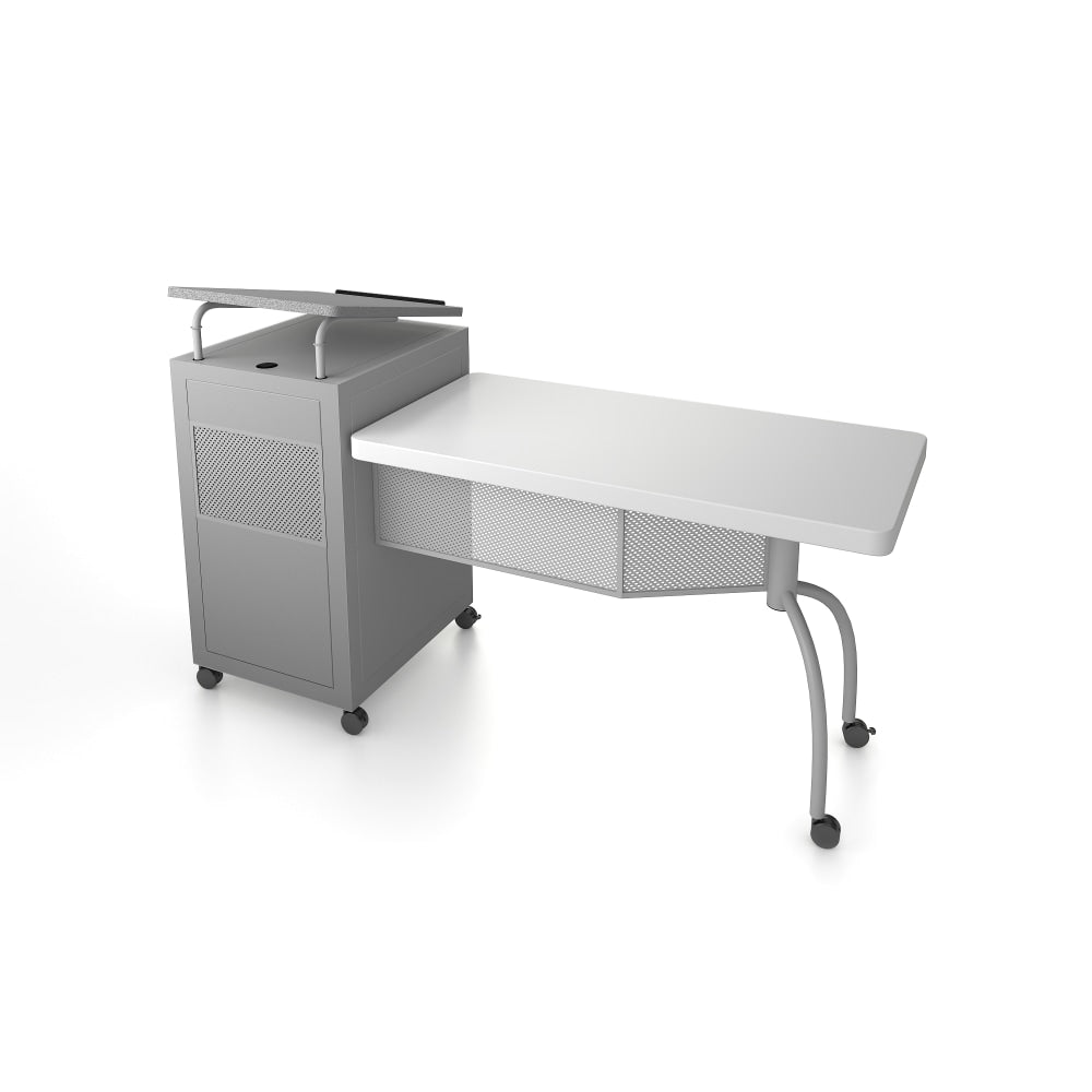 National Public Seating Oklahoma 24inW Sound Edupod Teachers Desk & Lectern Combo, Gray Hammertone