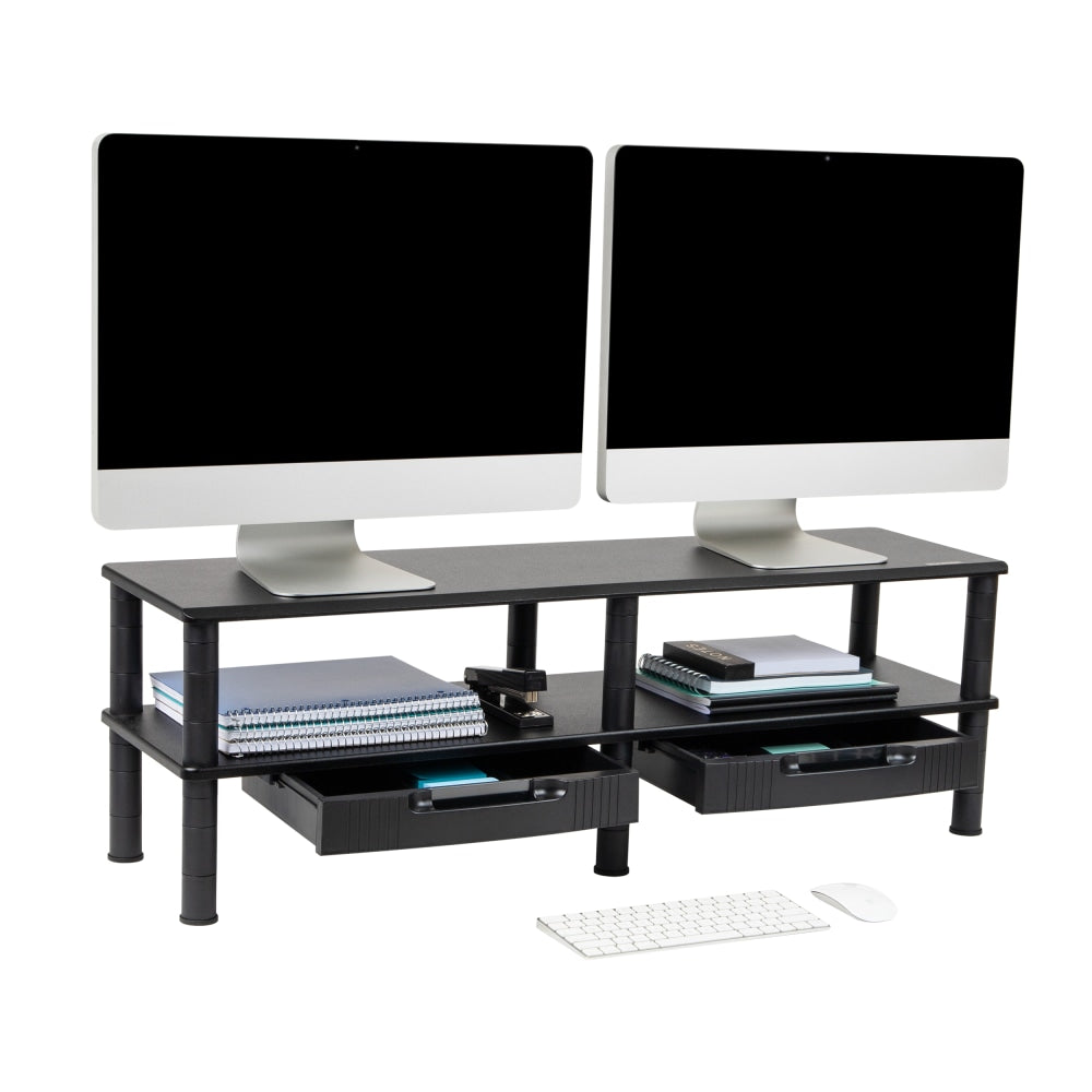 Mind Reader Anchor Collection Extended 2-Tier Dual Monitor Stand, 12-3/4inH x 11inW x 38-1/2inD, Black