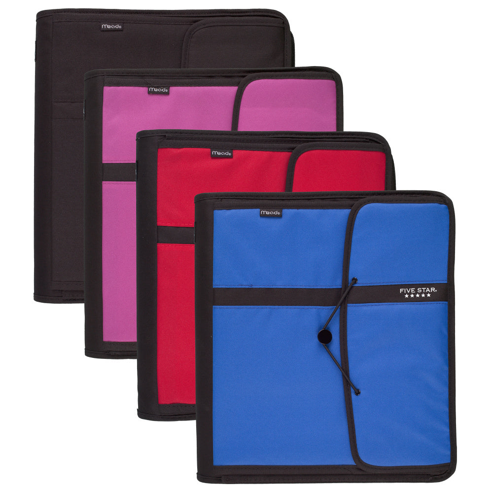 Five Star Zippered 3-Ring Binder Filer, 2in Round Rings, Assorted Colors