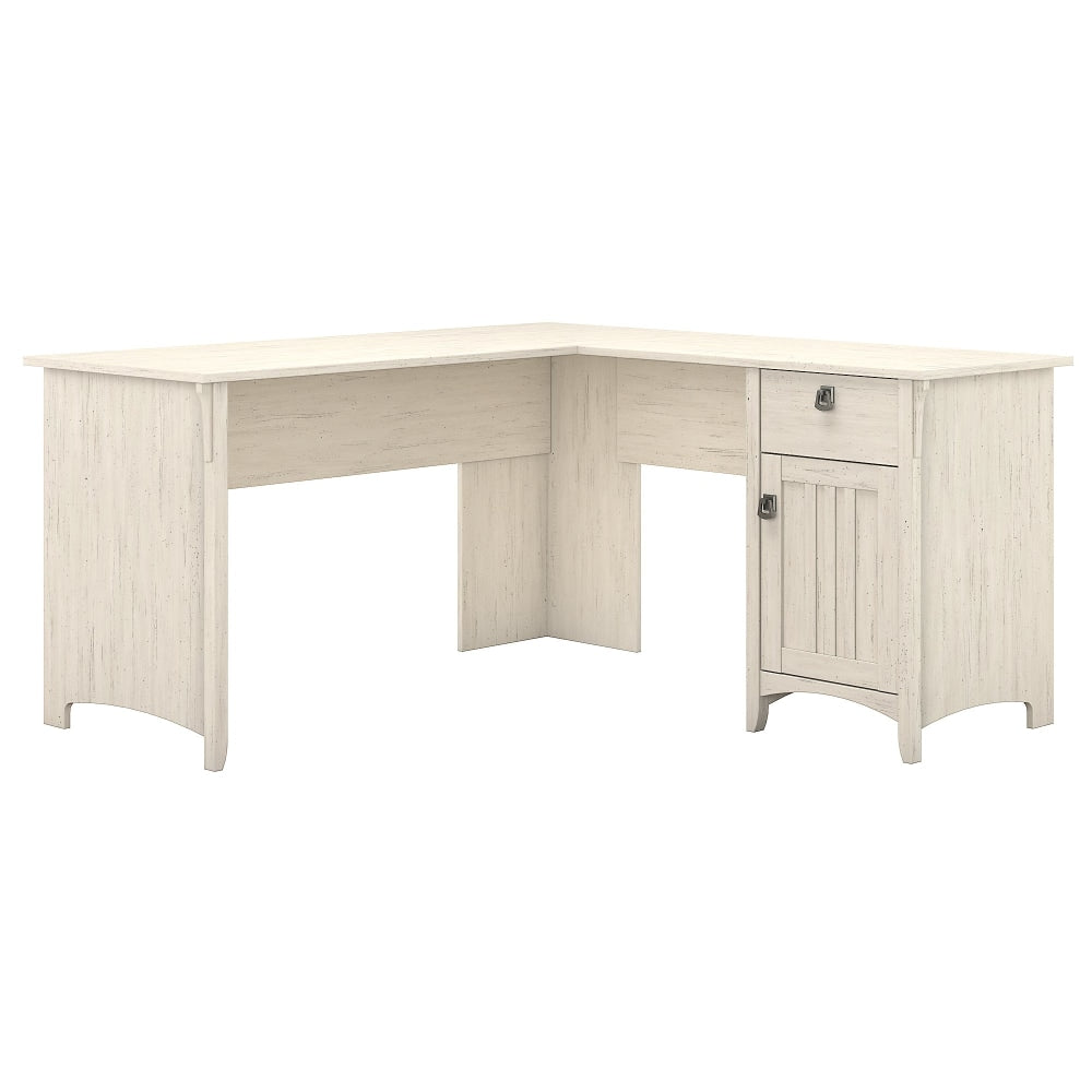 Bush Business Furniture Salina 60inWs L-Shaped Corner Desk With Storage, Antique White, Standard Delivery