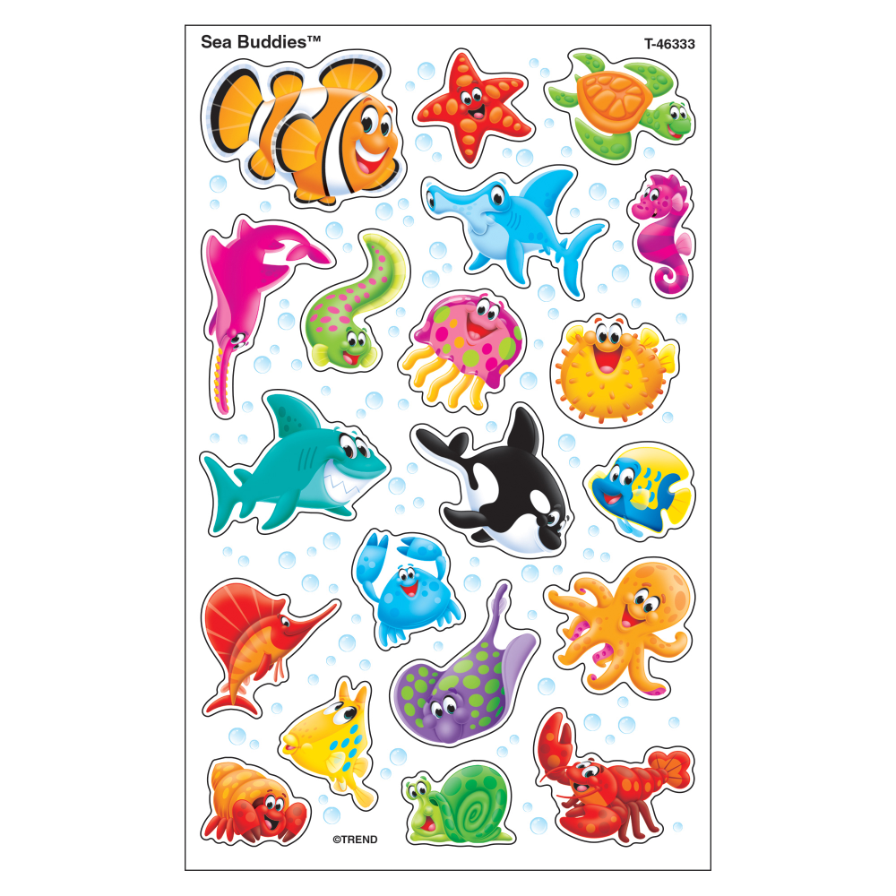 Trend superShapes Stickers, Sea Buddies, 160 Stickers Per Pack, Set Of 6 Packs