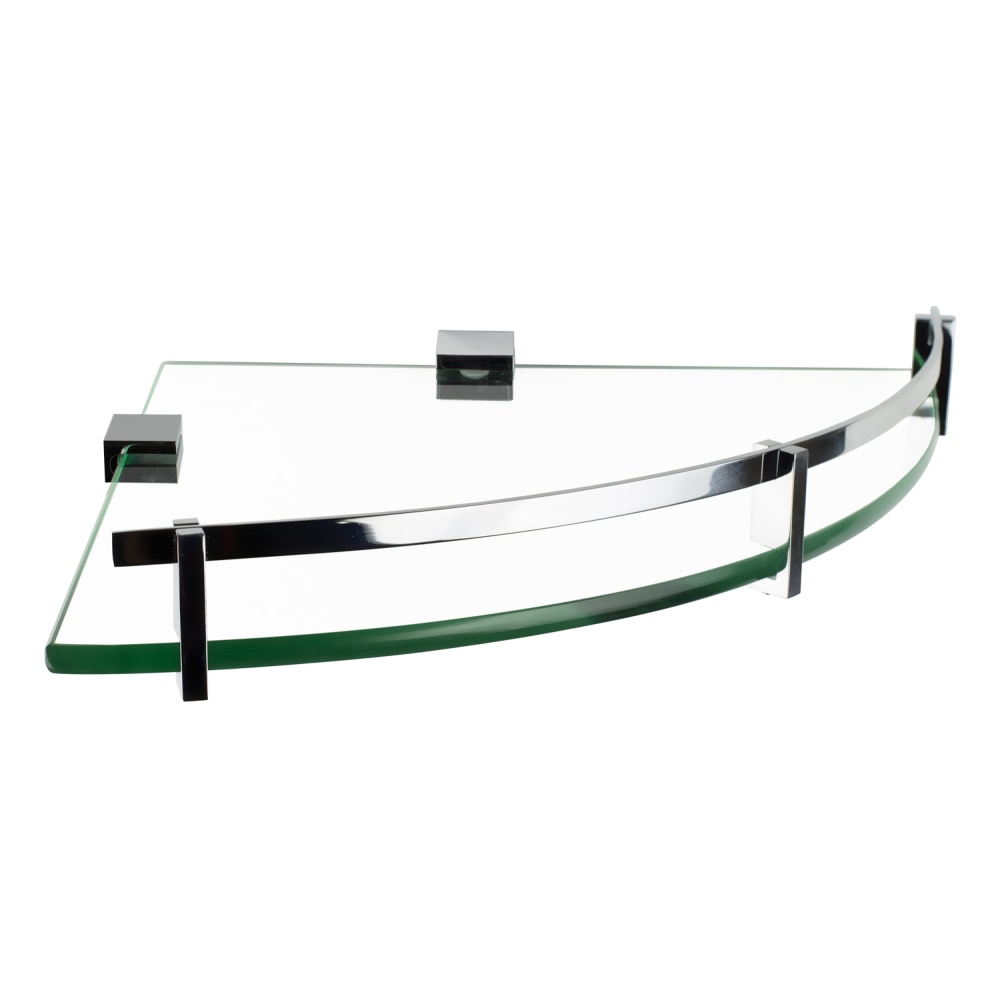 Mount-It! MI-824A Corner Glass Shelf With Chrome Rail, 4in x 9-13/16in