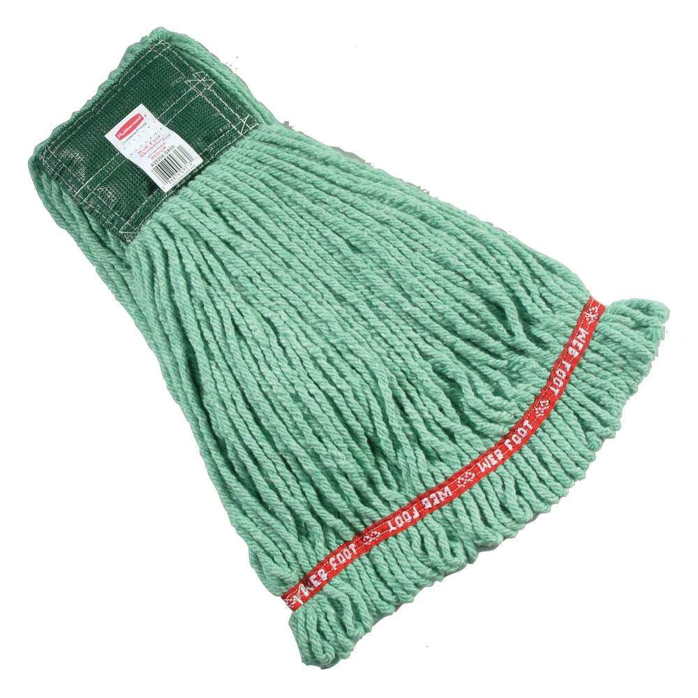 Rubbermaid Premium Web Foot Shrinkless Wet Mop, Medium 5in Headband, Green