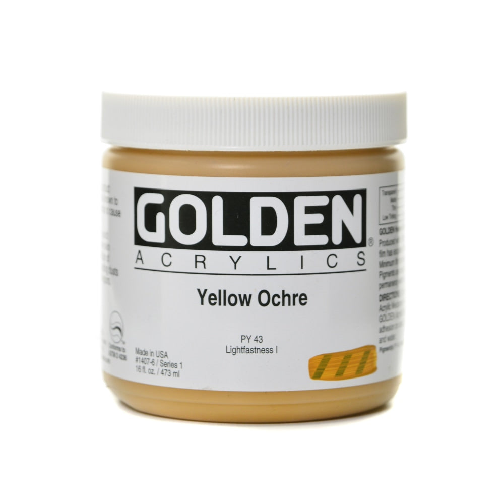 Golden Heavy Body Acrylic Paint, 16 Oz, Yellow Ochre