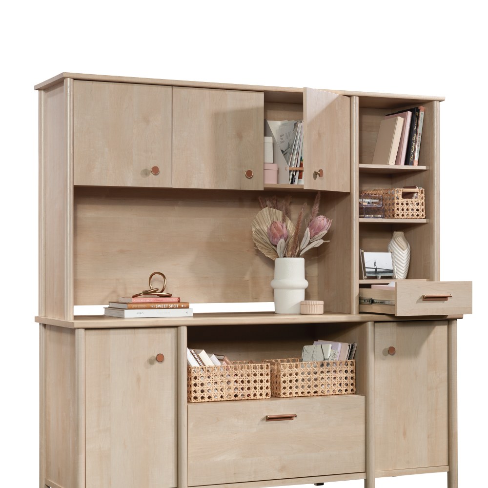 Sauder Whitaker Point Large Hutch With Storage, 36-1/4inH x 66inW x 15-1/2inD, Natural Maple