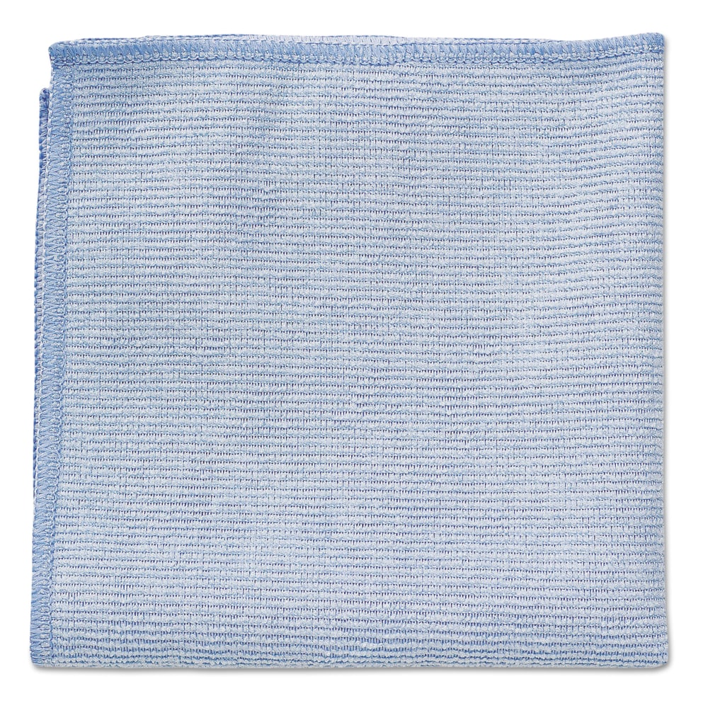 Rubbermaid Commercial Microfiber Cleaning Cloths, 12in x 12in, Blue, Box Of 24 Cloths