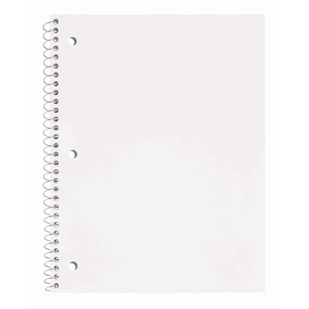 Just Basics Poly Spiral Notebook, 8in x 10-1/2in, 1 Subject, Wide Ruled, 70 Sheets, White