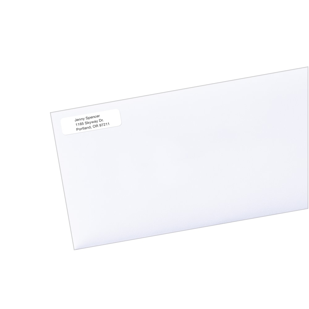 Avery Easy Peel EcoFriendly Permanent Inkjet/Laser Return Address Labels, 48467, 1/2in x 1 3/4in, 100% Recycled, White, Pack Of 8,000