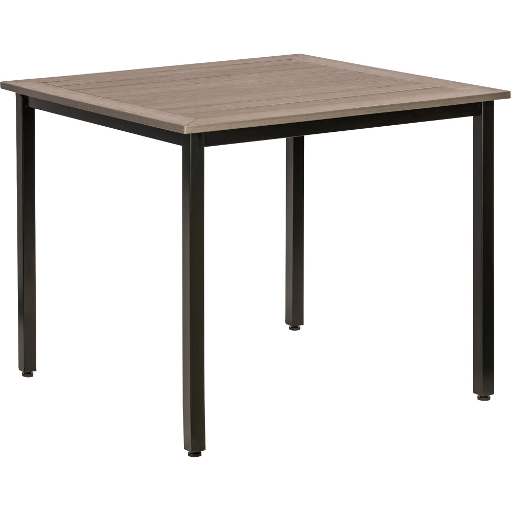 Lorell Faux Wood Square Outdoor Table, Charcoal/Black