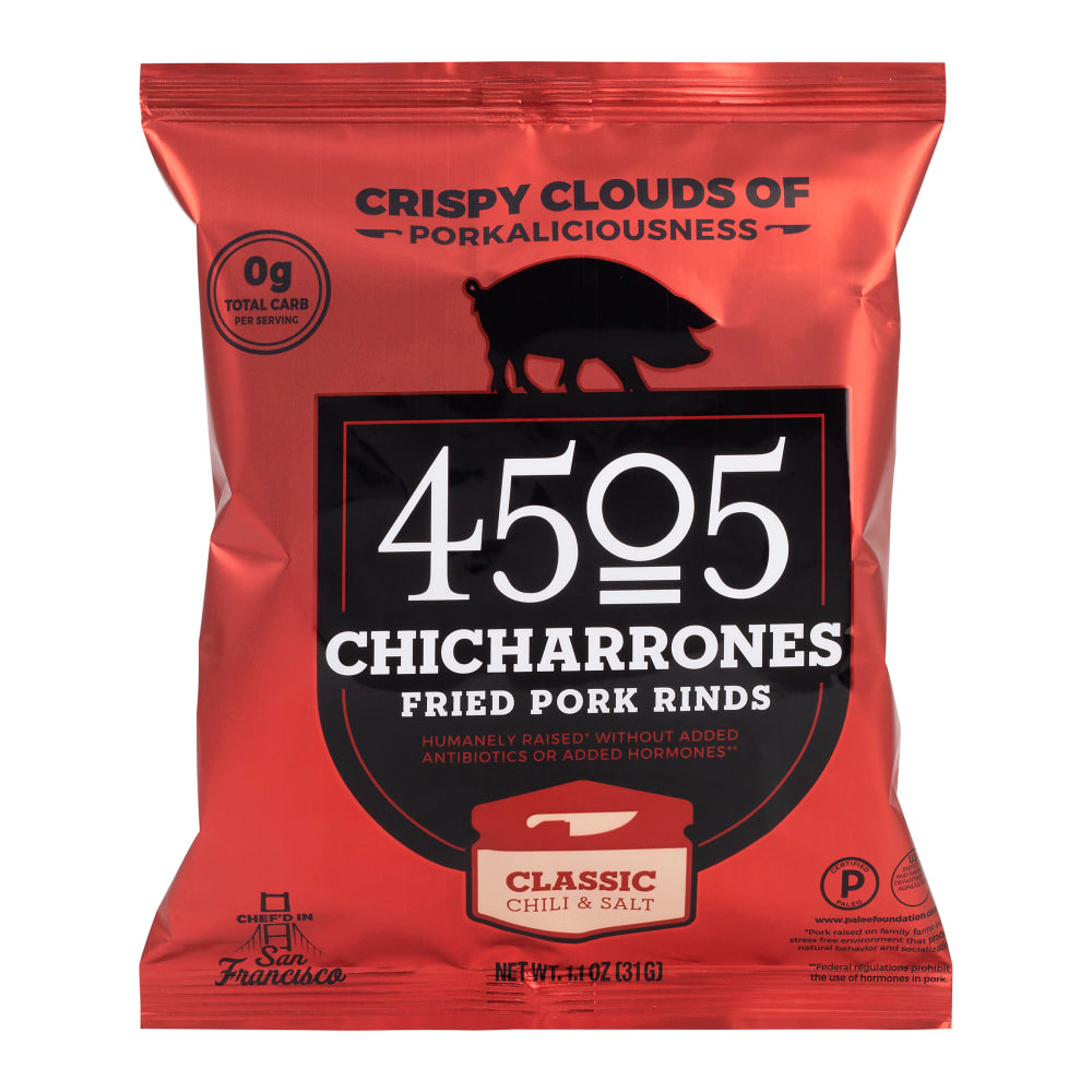 4505 Chef Crafted Chicharrones Fried Pork Rinds, 1.1 Oz, Pack Of 12