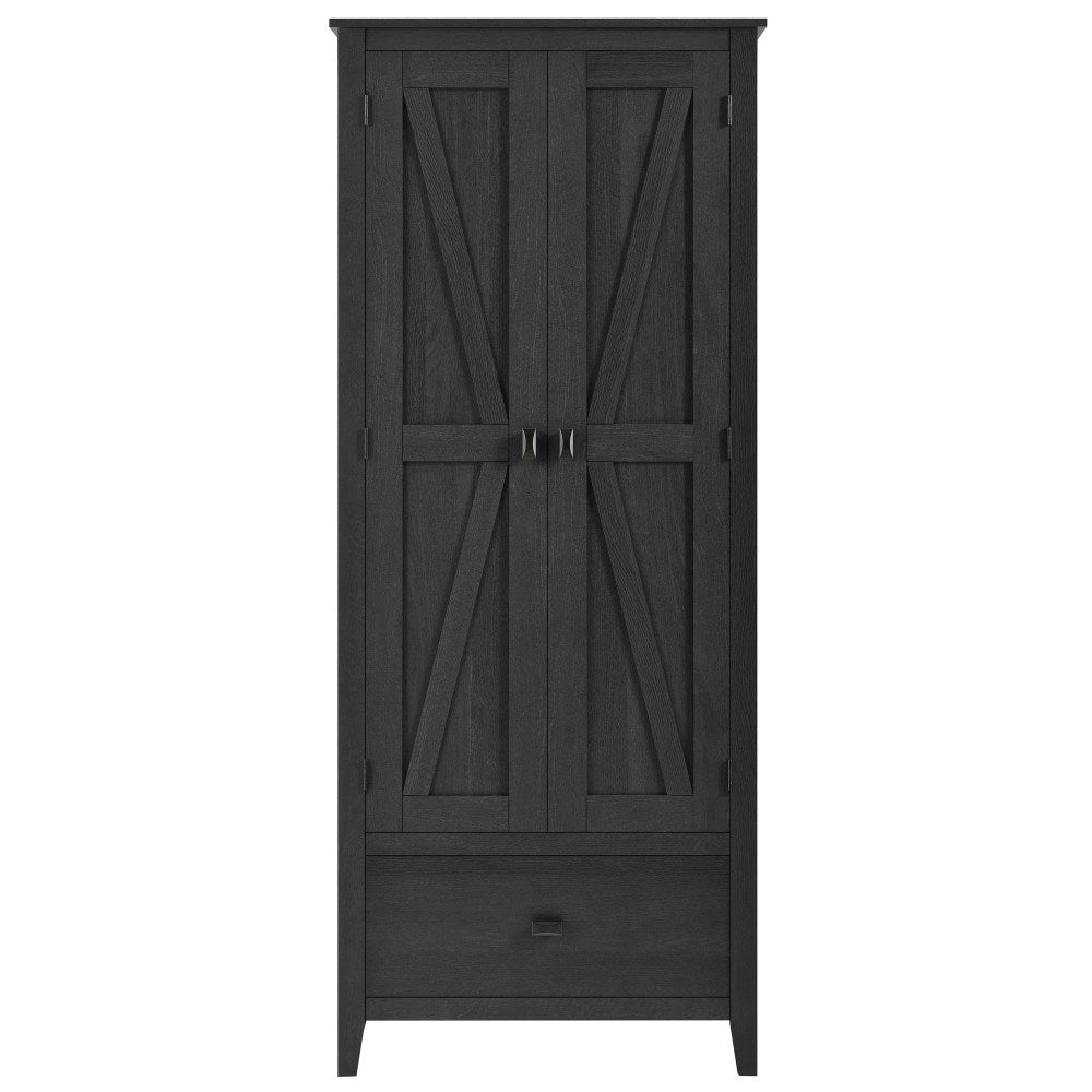 Ameriwood Home Farmington 30in Wide Storage Cabinet, 4 Shelves/1 Drawer, Black Oak