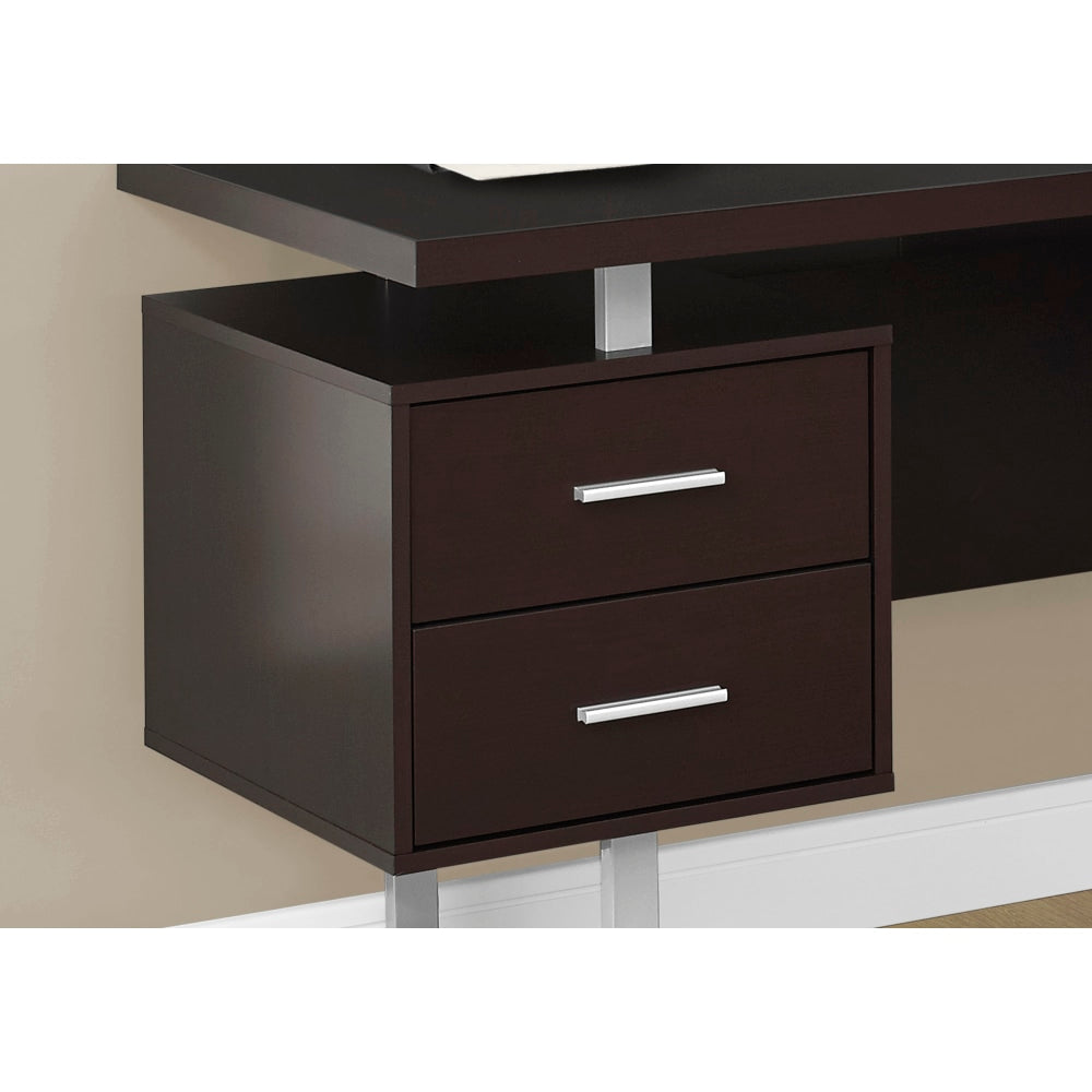 Monarch Specialties 71inW L-Shaped Corner Desk With 2 Drawers, Cappuccino