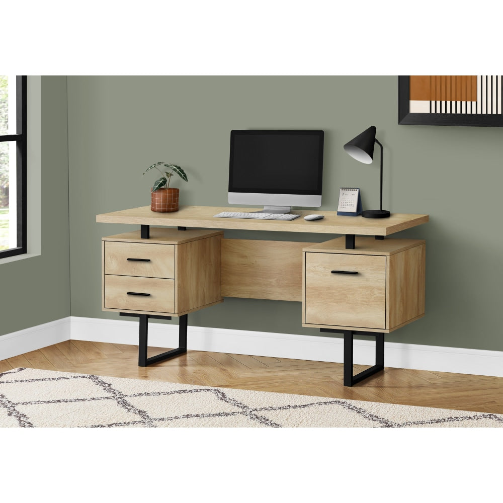 Monarch Specialties Violet 60inW Computer Desk, Natural