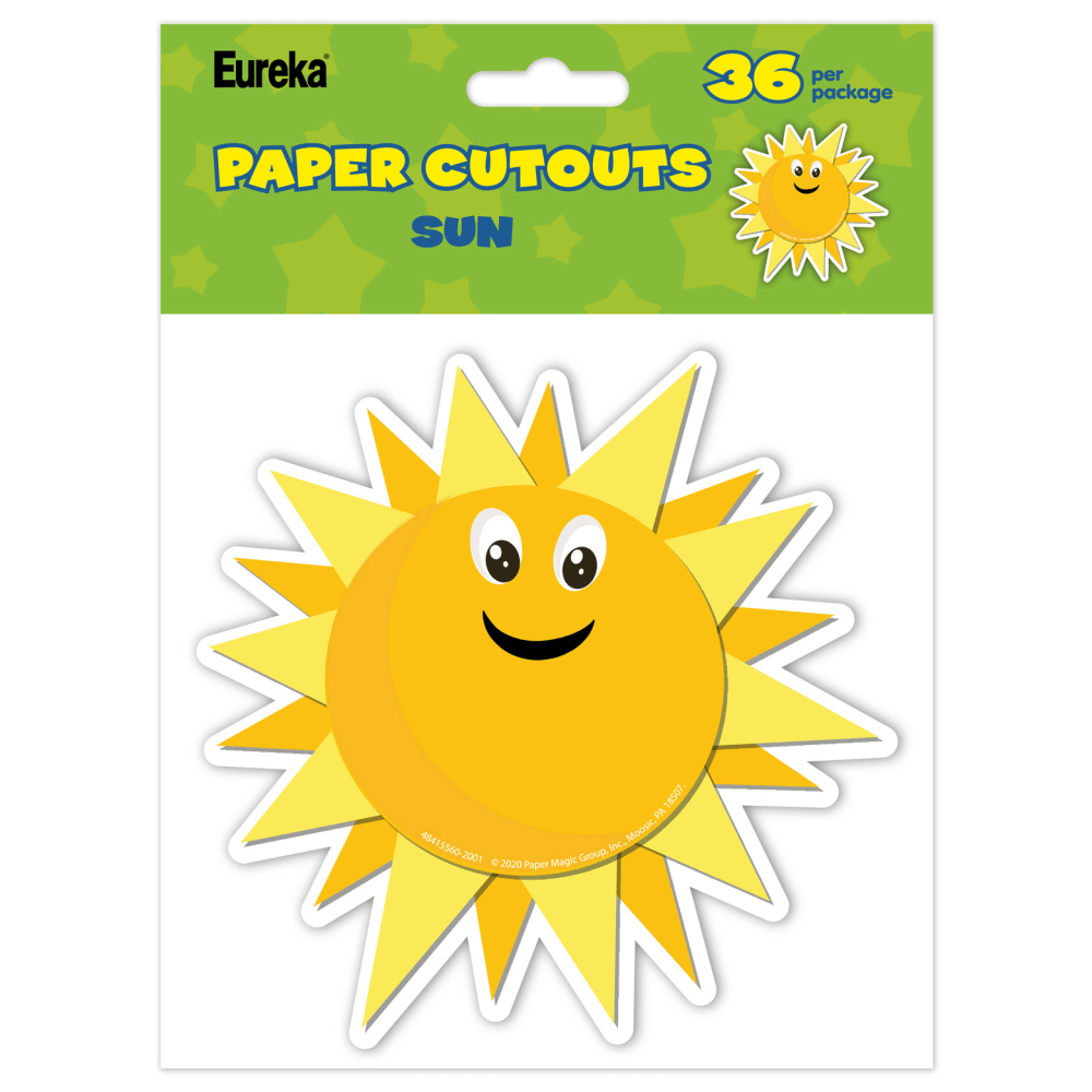 Eureka Paper Cut-Outs, Growth Mindset Sun, 36 Cut-Outs Per Pack, Set Of 3 Packs