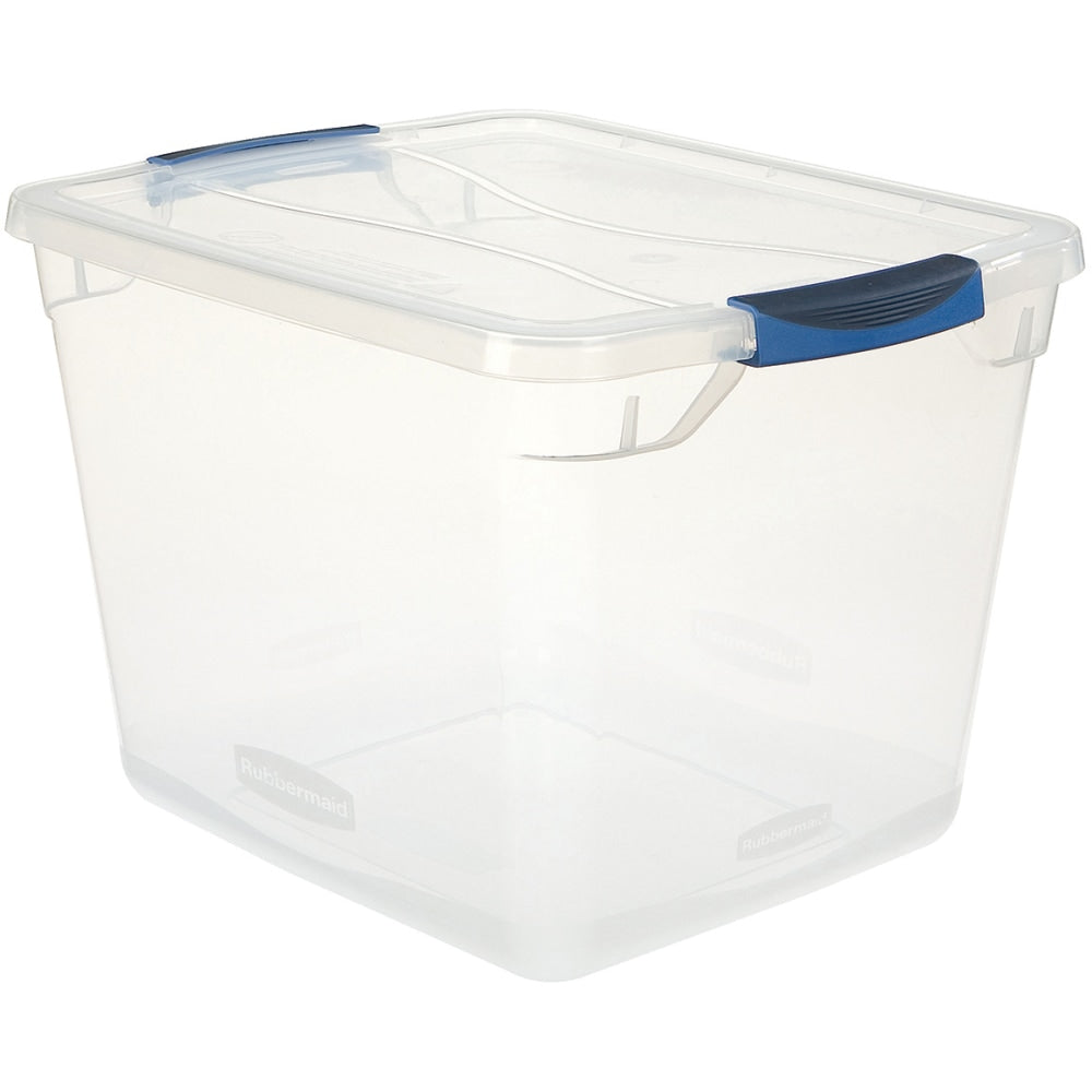 Rubbermaid Cleverstore Storage Tote With Latching Lid, 30 Qt, 18-3/4in x 13-3/8in x 10-1/2in, Clear