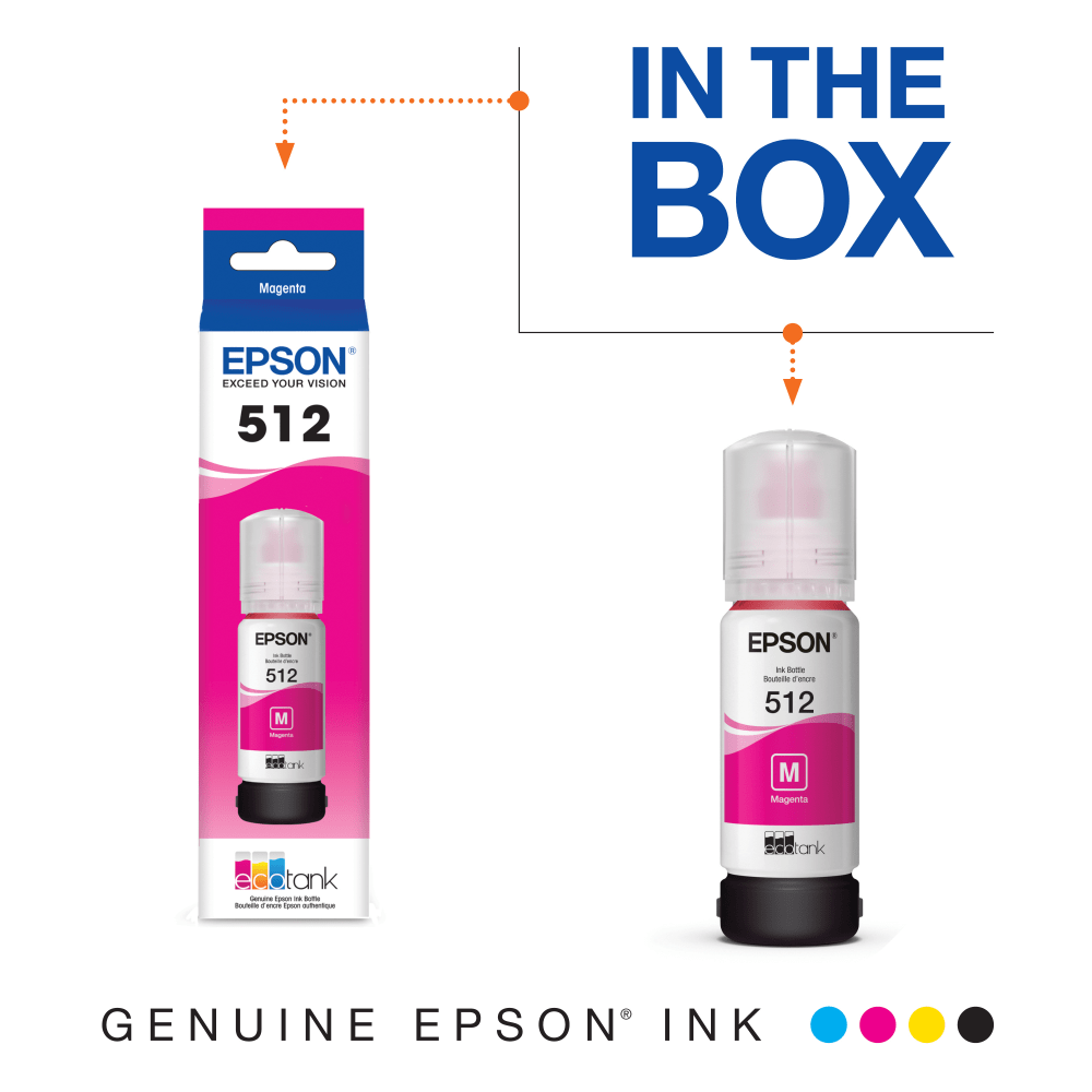 Epson 512 EcoTank Magenta High-Yield Ink Bottle, T512320-S