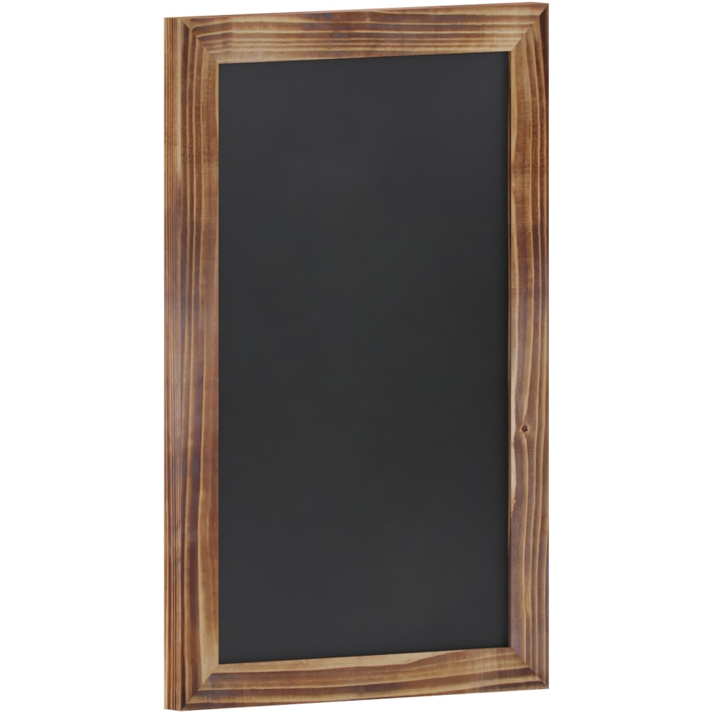 Flash Furniture Canterbury Magnetic Wall-Mount Chalkboard Sign With Eraser, Porcelain Steel, 17inH x 11inW x 3/4inD, Torched Brown Wood Frame