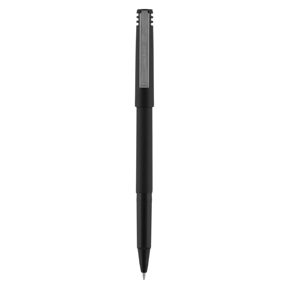 uni-ball Rollerball Pens, Fine Point, 0.7 mm, 80% Recycled, Black Barrel, Black Ink, Pack Of 12 Pens