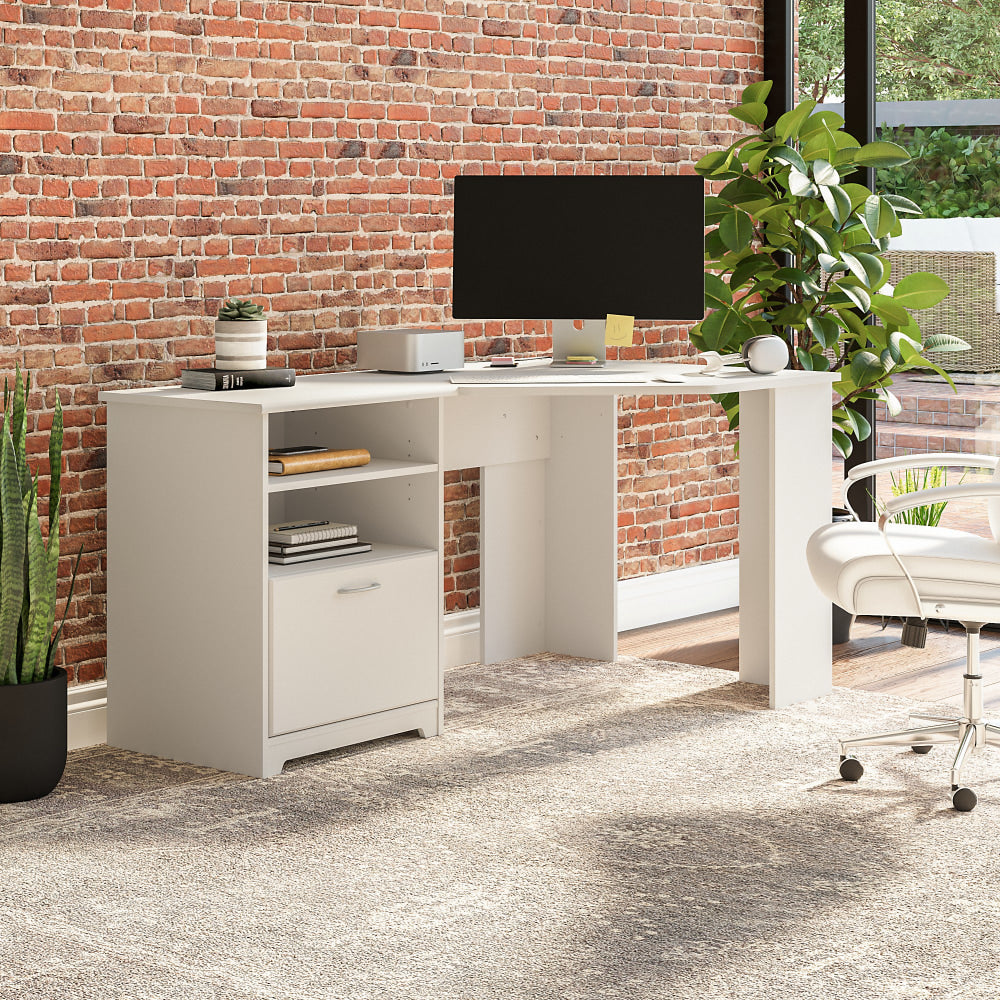 Bush Business Furniture Cabot 60inW Corner Desk, White, Standard Delivery