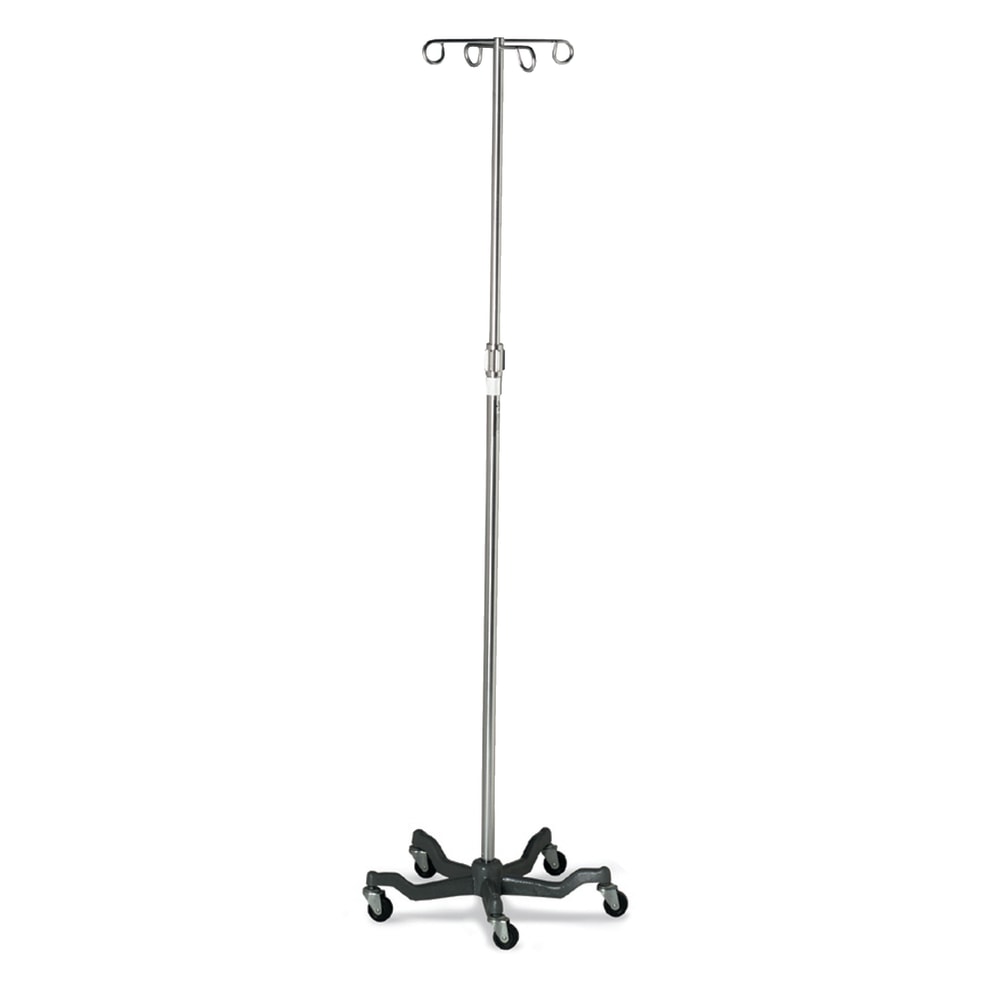 Medline Aluminum 5-Leg IV Poles, Chrome, Case Of 2