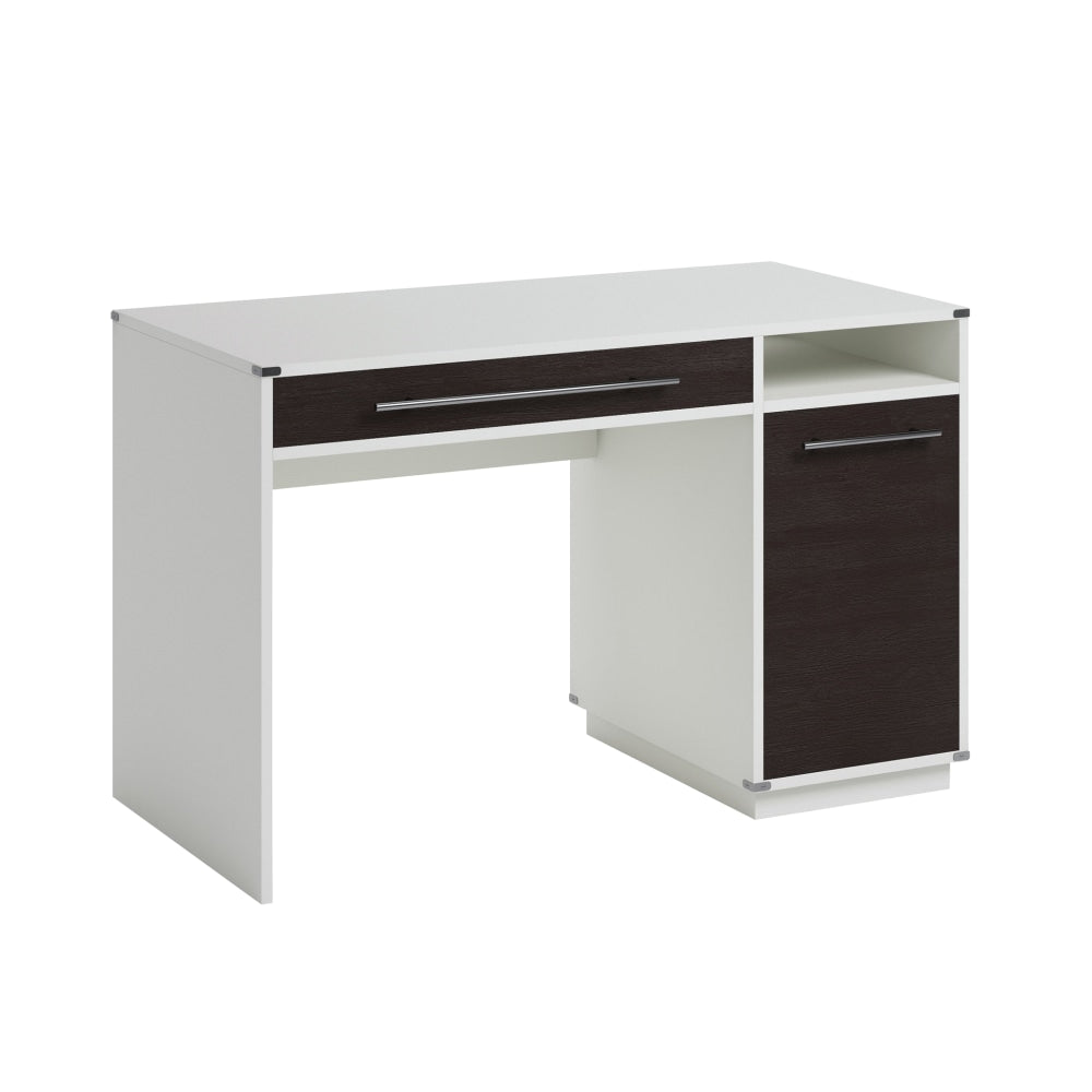 Sauder Vista Key 48inW Single-Pedestal Computer Desk, Pearl White/Misted Elm