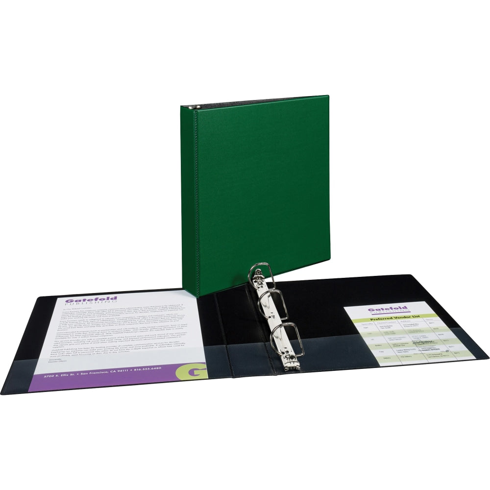 Avery Durable 3-Ring Binder With EZ-Turn Rings, 1 1/2in D-Rings, 46% Recycled, Green