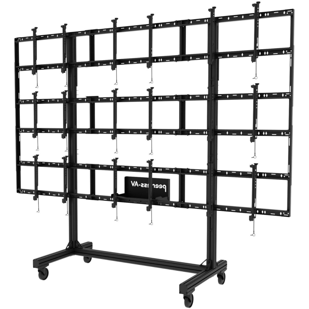 Peerless-AV Portable Video Wall Cart For 46in-55in Displays, 94.4inH x 10.1inW x 36.1inD, Black