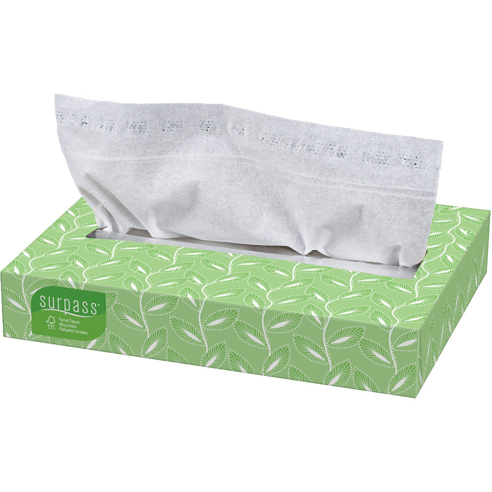 Surpass 2-Ply Facial Tissues, 45% Recycled, FSC Certified, White, 125 Per Box, Pack Of 60