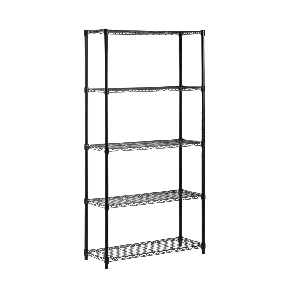 Honey-can-do SHF-01442 5-Tier Industrial Shelving Holds 200-Pounds Per Shelf, 72-Inch, Black - 5 Tier(s) - 72in Height x 14in Width36in Length - Floor - Durable, Adjustable Shelf, Rust Resistant - Black - Steel