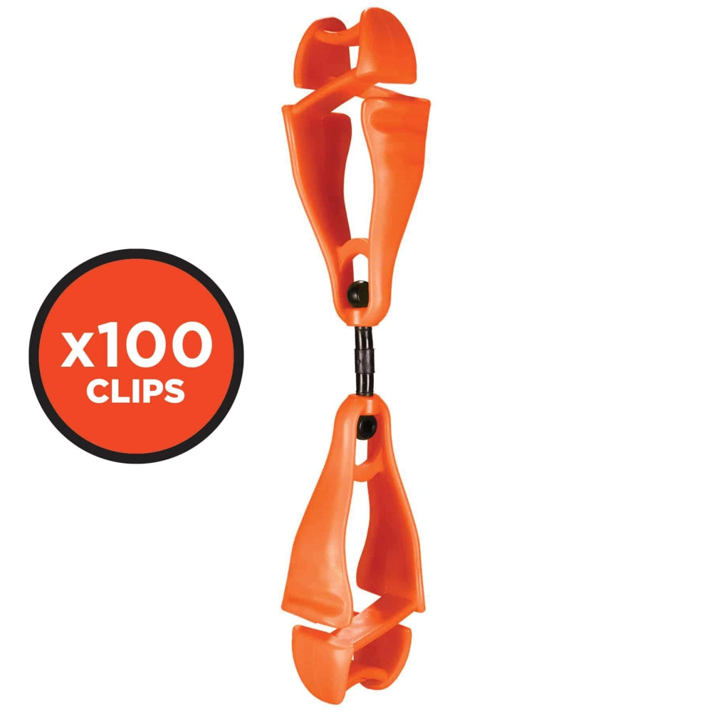 Ergodyne Squids 3420 Swiveling Dual-ClipGlove Holders, 5-1/2in, Orange, Pack Of 100 Holders