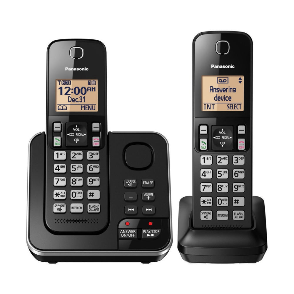 Panasonic DECT 6.0 Expandable Cordless Phone System With Answering Machine And 2 Handsets, KX-TGC362B