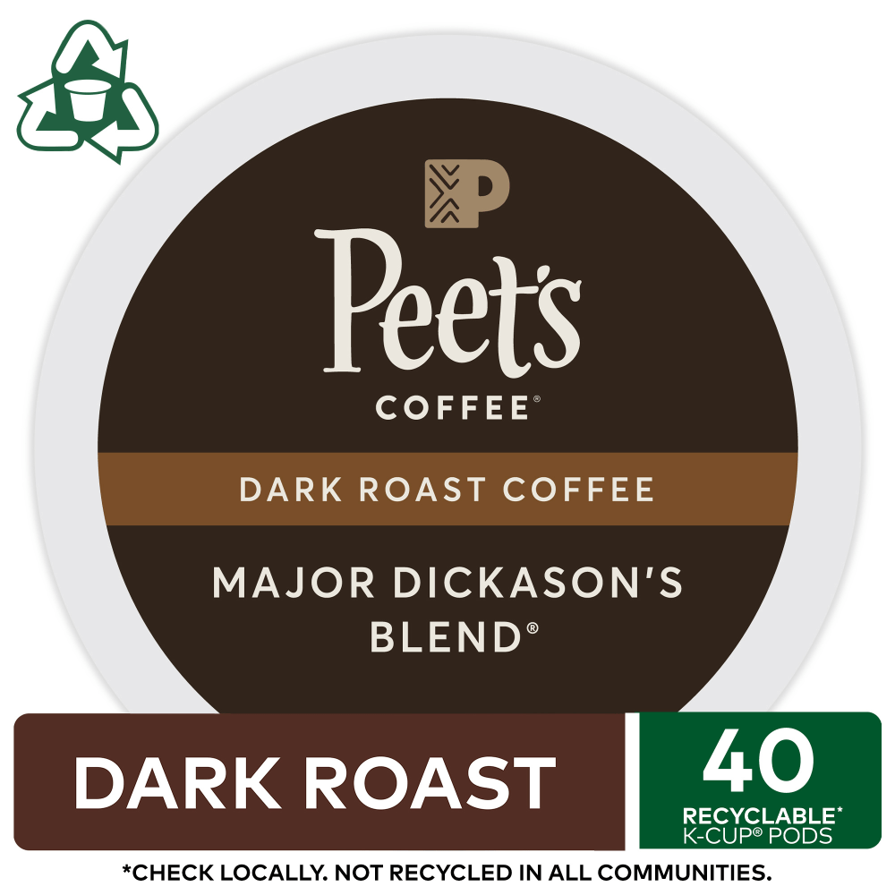 Peets Coffee Major Dickasons Blend Coffee K-Cup Pods, Box Of 40