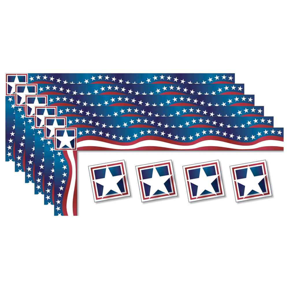 North Star Teacher Resources All Around The Board Trimmers, Stars & Stripes, 43' Per Pack, Set Of 6 Packs