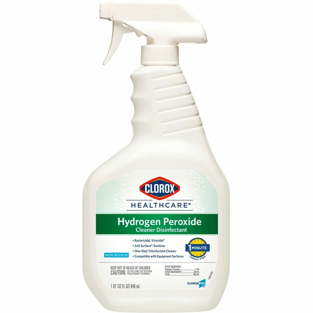 Clorox Healthcare Hydrogen Peroxide Cleaner Disinfectant Spray - Liquid - 32 fl oz (1 quart) - 9 / Carton - Clear