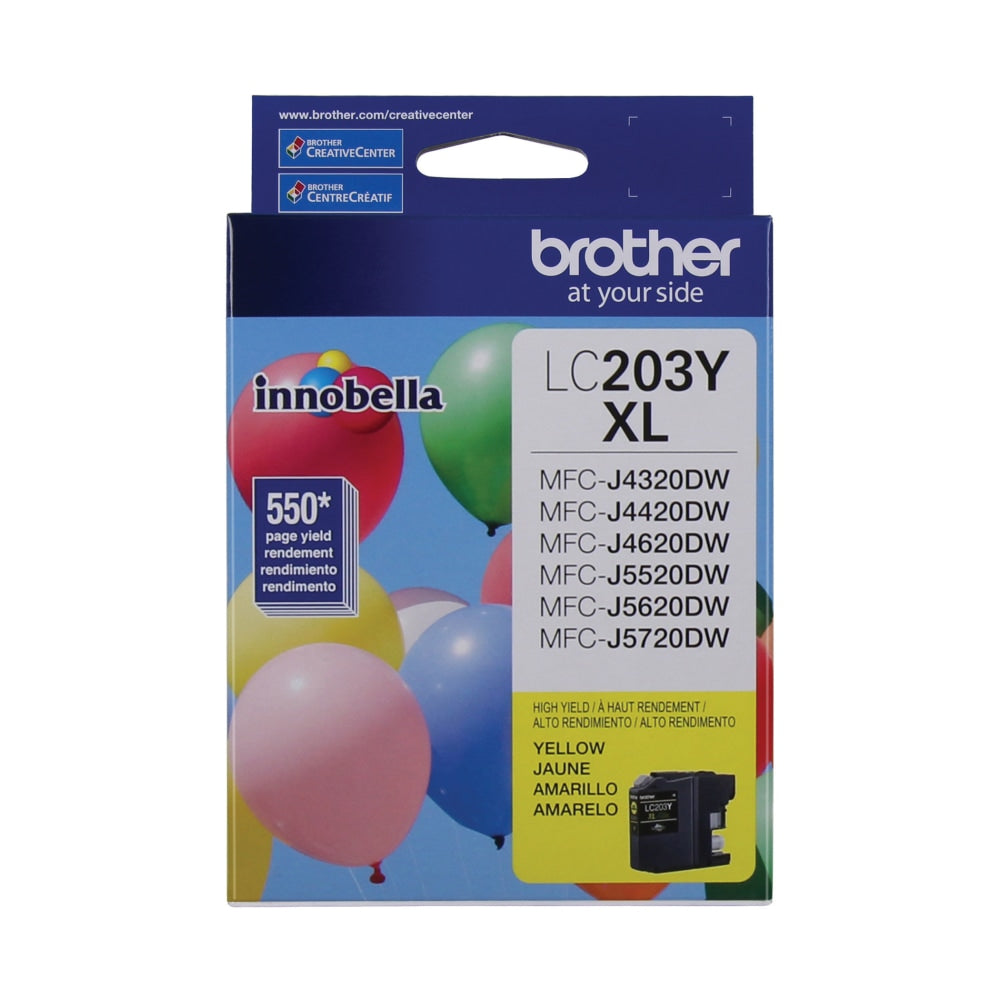 Brother LC203 Yellow High-Yield Ink Cartridge, LC203YS