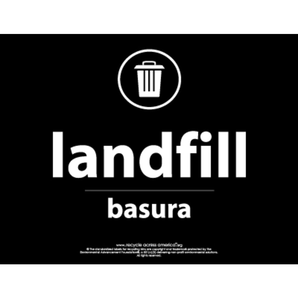 Recycle Across America Landfill Standardized Recycling Labels, LAND-8511, 8 1/2in x 11in, Black