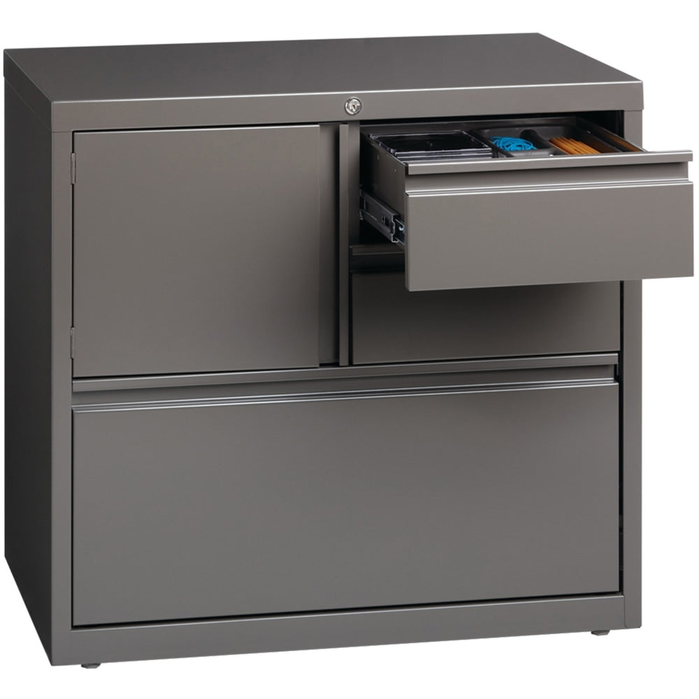 Lorell 30inW Steel Personal Storage Center With Lateral File Cabinet, Brown