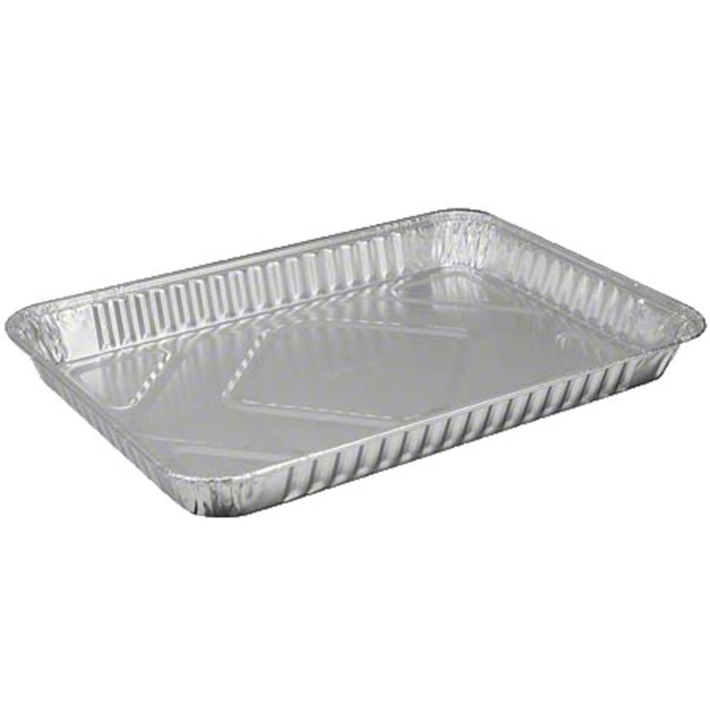 HFA Foil Pans, 1/4 Sheet Cake, 12 13/16in x 8 13/16in x 1 1/4in, Silver, Carton Of 100