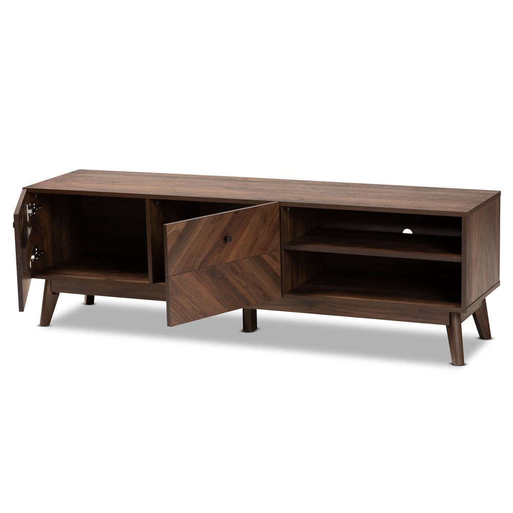 Baxton Studio Hartman TV Stand For 62.25in TVs, Walnut Brown