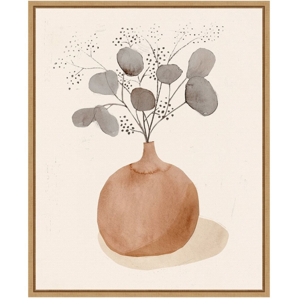 Amanti Art La Planta I (Floral Vase) by Victoria Barnes Framed Canvas Wall Art Print, 16in x 20in, Maple