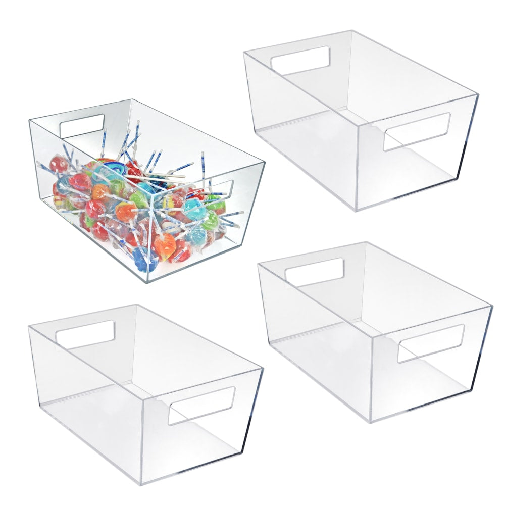 Azar Displays Tote Bins With Handles, X-Large, Clear, Pack Of 4 Bins