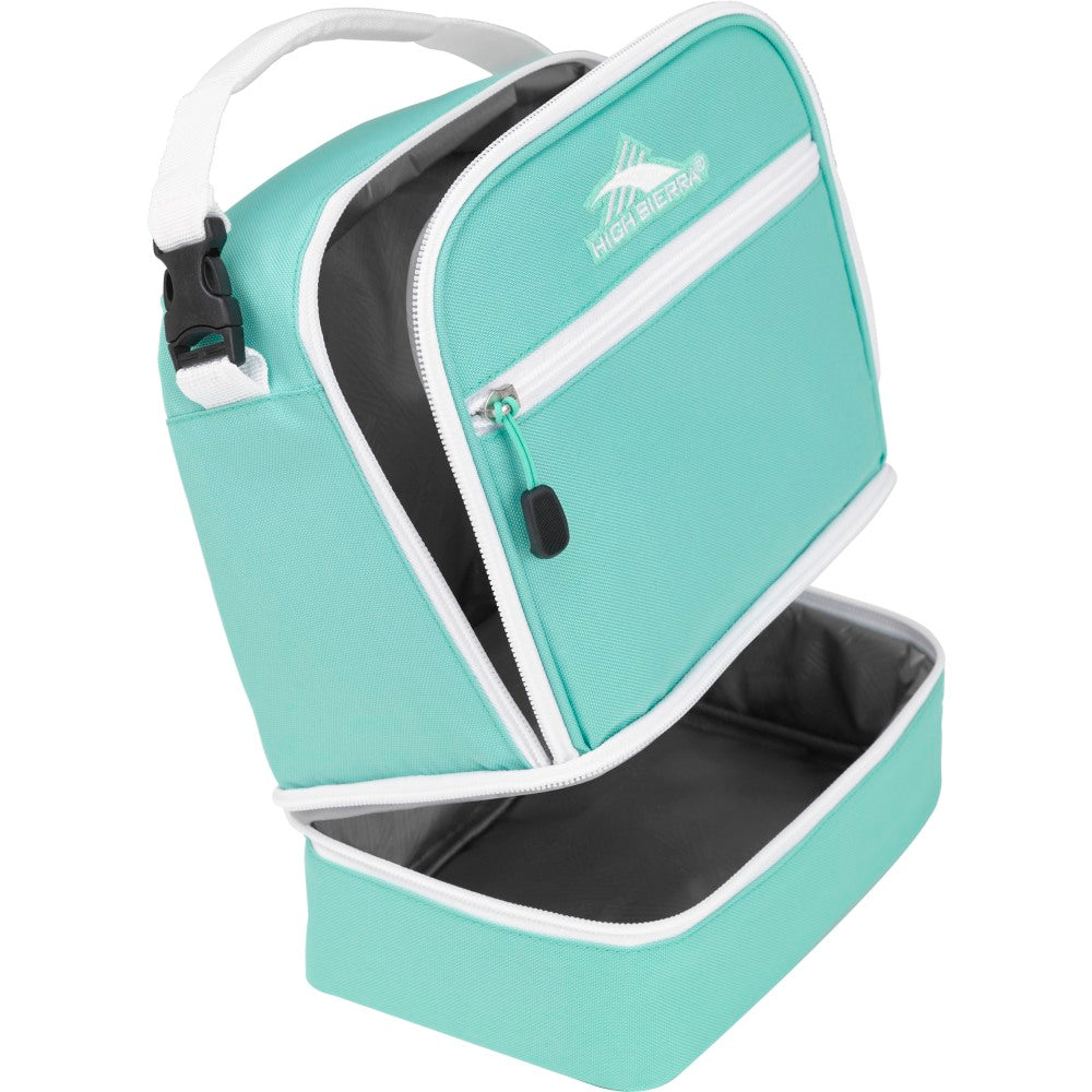 High Sierra Stacked Compartment Lunch Box, 9-7/16in x 8-1/8in x 5-5/16in, Aqua