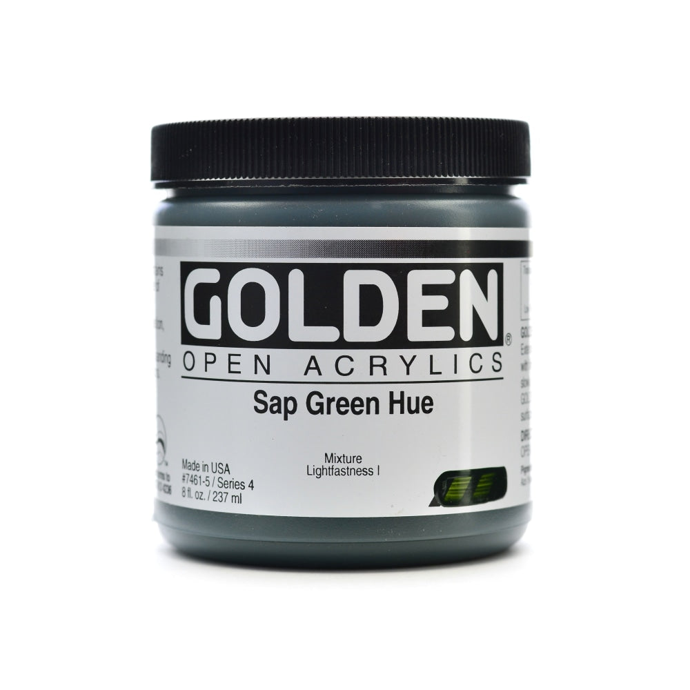 Golden OPEN Acrylic Paint, 8 Oz Jar, Sap Green Hue