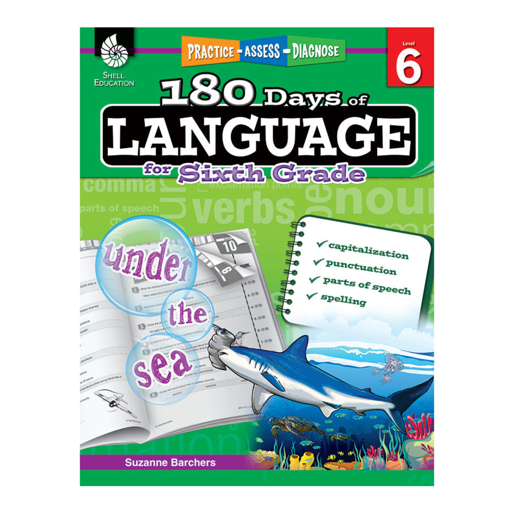 Shell Education 180 Days Of Language Workbook, Grade 6