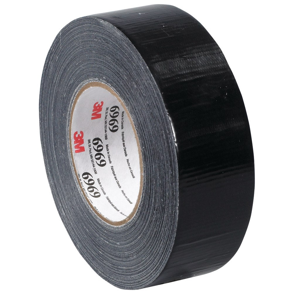 3M Highland 6969 Duct Tape, 3in Core, 2in x 180ft, Black, Case Of 3