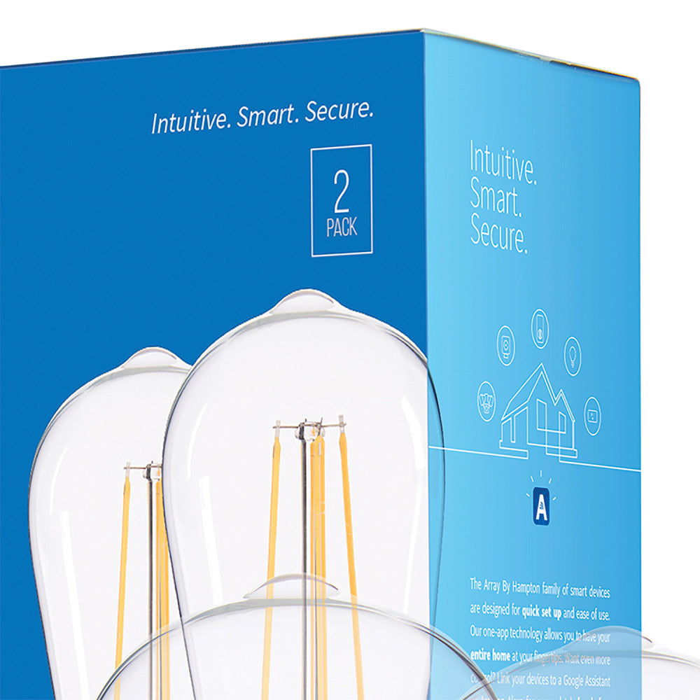 Array By Hampton ST19 360-Lumen Smart Wi-Fi Filament LED Bulbs, 40-Watt, Pack Of 2 Bulbs