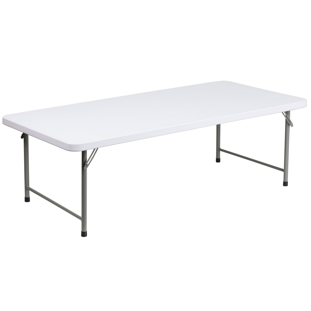 Flash Furniture Kids Plastic Folding Table, 19inH x 29inW x 59-1/4inD, Granite White