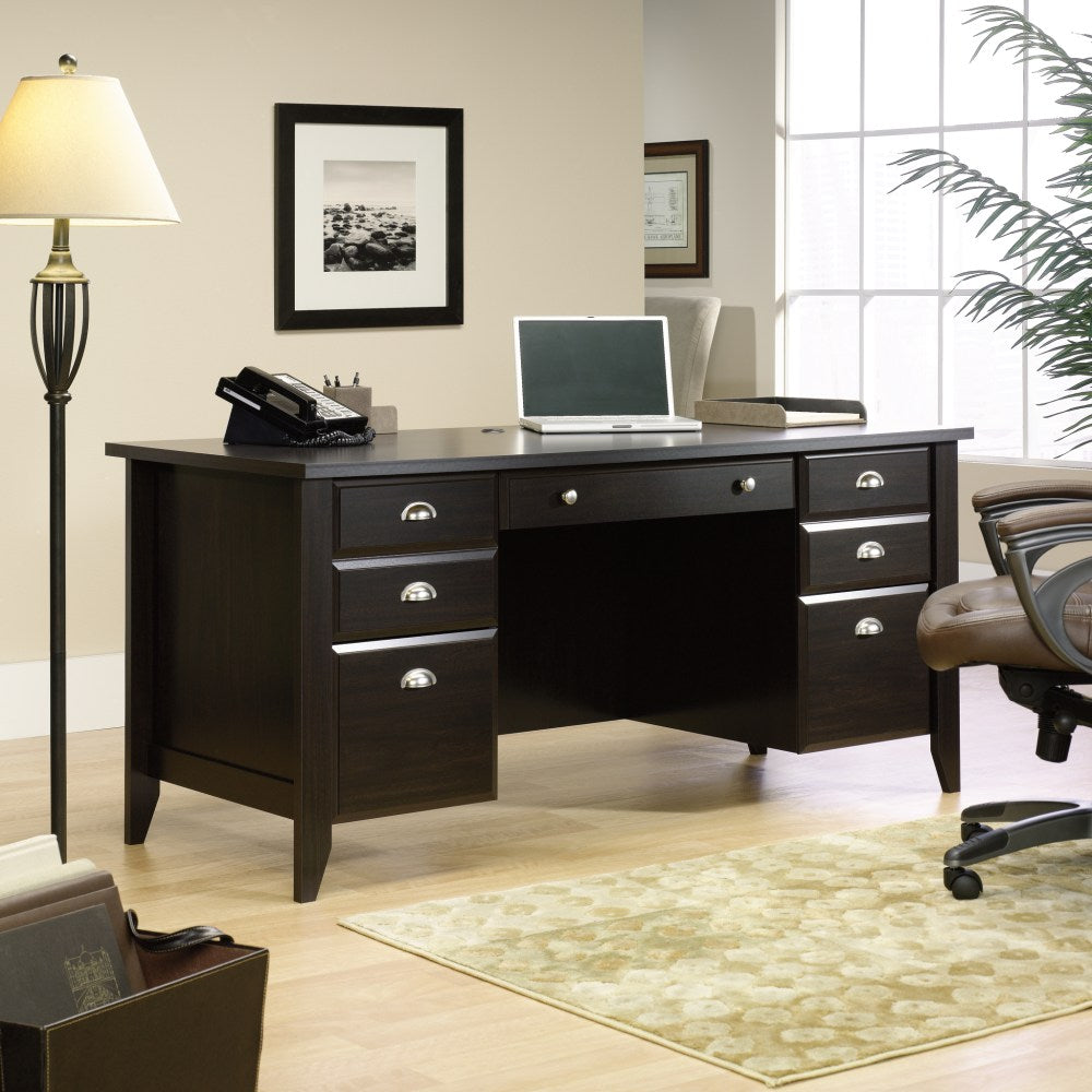 Sauder Shoal Creek 66inW Executive Computer Desk, Jamocha Wood