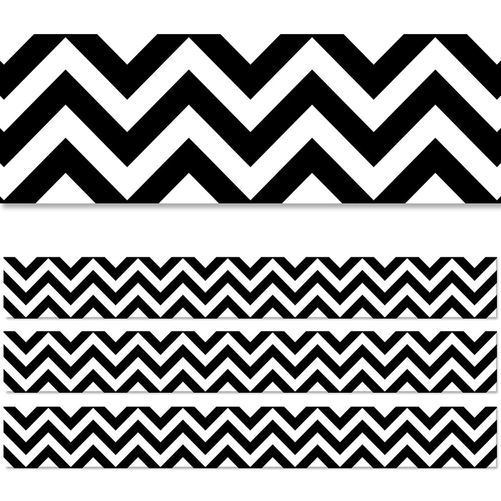 Creative Teaching Press EZ Borders, Black Chevron, 48' Per Pack, Set Of 3 Packs